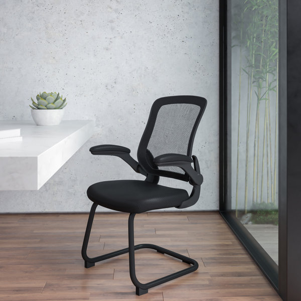 Ebern Designs Merha 24.25" W Mesh Sled Base Side Reception Chair with